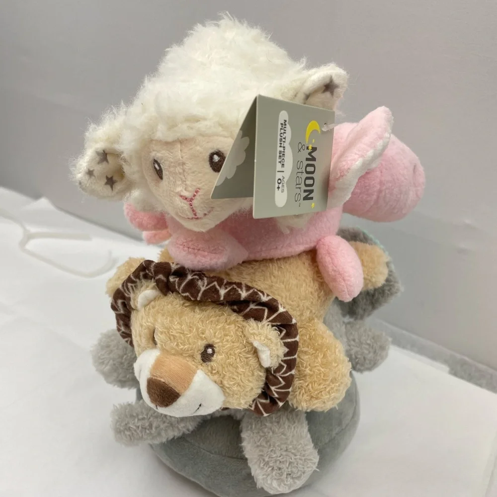 MOON & STARS Baby Plush Stacking Animal Rings W/ Crinkle Noise